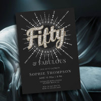 50 Fabulous Glam Glitter Burst Black 50th Birthday