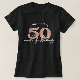 50 Fabulous Glitter Personalised Birthday Party T-Shirt