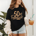 50 & Fabulous Gold Glitter 50th Birthday Sparkle Tri-Blend Shirt<br><div class="desc">This modern design features the text "50 & Fabulous" in gold glitter calligraphy script. Perfect as a gift or for a 50th birthday party.</div>
