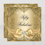 50 Fabulous Gold Pearl Bow 50th Birthday Invitation<br><div class="desc">Fabulous 50, Photo, Gold & silver pearl bow with gold damask. Elegant Modern and Stylish 50th Birthday Party Invitations. All Occasion Invite invitation. All Occasions birthday invites. Customise with your own details and age. Template for Sweet 16, 16th, Quinceanera 15th, 18th, 20th, 21st, 30th, 40th, 50th, 60th, 70th, 80th, 90,...</div>