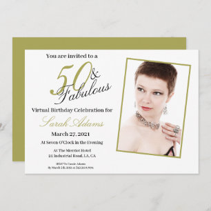 50 & Fabulous Gold VIRTUAL Birthday Invitation