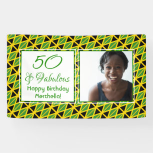50 & Fabulous JAMAICA FLAG Custom Photo Birthday Banner