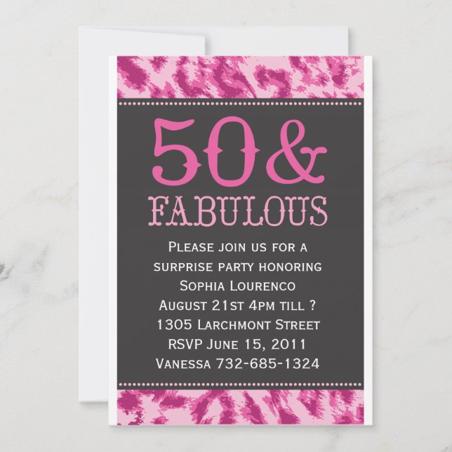 50 & Fabulous Leopard Invitation (Front)