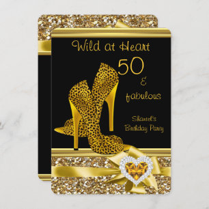 50 & fabulous Leopard Wild at Heart High Heels Invitation