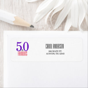 50 & Fabulous Milestone Birthday Return Address Label