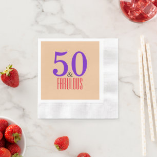 50 & Fabulous Minimal Milestone Birthday Napkin