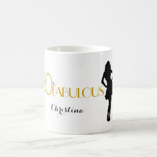 50 & FABULOUS Modern 50th Birthday with Silhouette Coffee Mug