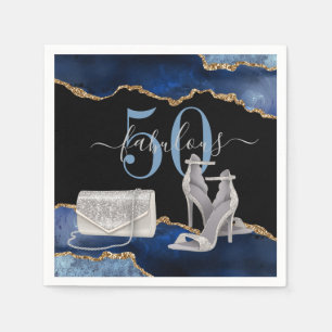 50 Fabulous Navy Black Agate Gold Glitter  Napkin