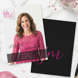 50 & Fabulous Photo Overlay monogram Birthday Invitation