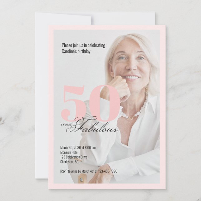 50 & Fabulous Pink 50th Birthday Invitation (Front)