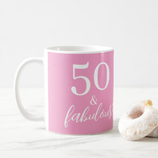 50 Fabulous Pink 50th Birthday Personalised  Coffee Mug