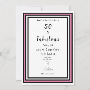 50 & Fabulous Pink and Black Party Invitation