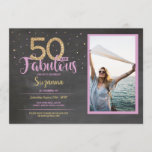 50 & Fabulous Pink Birthday Party 50th Gold Photo Invitation<br><div class="desc">Elegant Photo 50th Pink birthday party invite design. SIMPLY ADD YOUR PHOTO & CHANGE THE TEXT TO SUIT YOUR PARTY. Back print included</div>