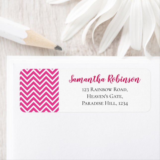 50 & Fabulous Pink Chevron Return Address Label (Insitu)