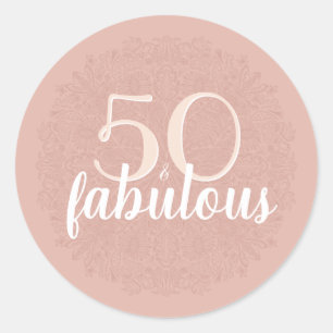 50 & Fabulous Pink Floral Mandala 50th Birthday Classic Round Sticker
