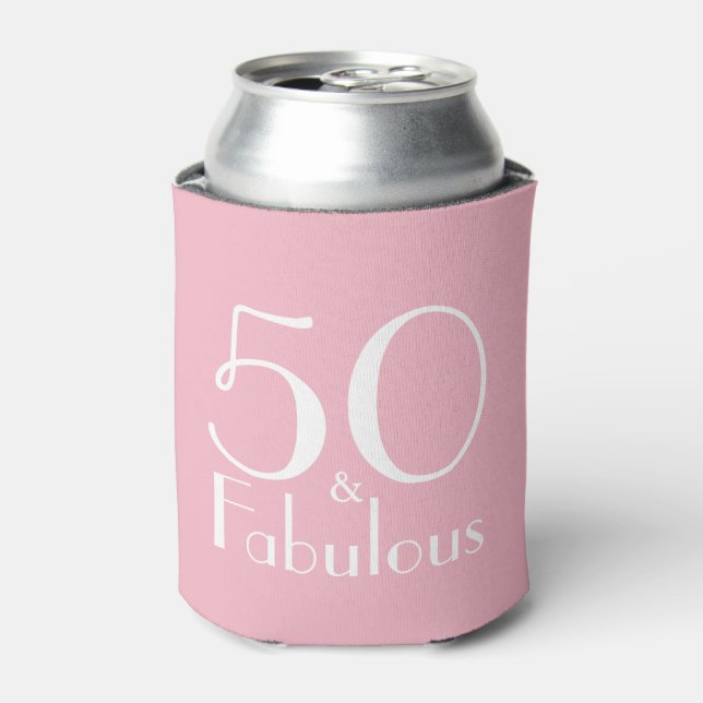 50 Fabulous Pink Girly Birthday Favour Can Cooler (Can Front)