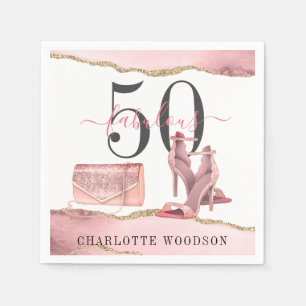 50 Fabulous Pink Gold Glitter Agate Dancing Shoes  Napkin