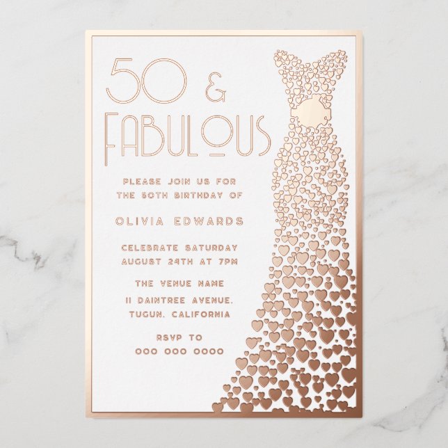 50 & Fabulous Rose Gold Foil Dress 50th Birthday (Front)