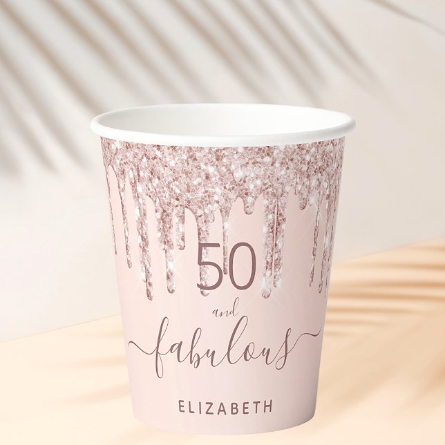50 fabulous rose gold glitter monogram paper cups (Creator Uploaded)