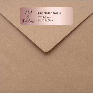 50 Fabulous rose gold Return Address Label