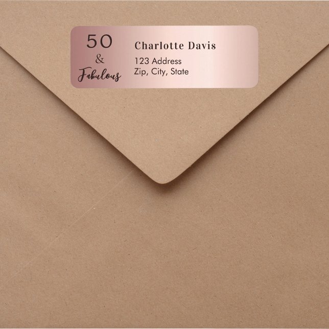 50 Fabulous rose gold Return Address Label (Creator Uploaded)