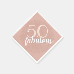50 & Fabulous Rose Pink Floral 50th Birthday Party Napkin