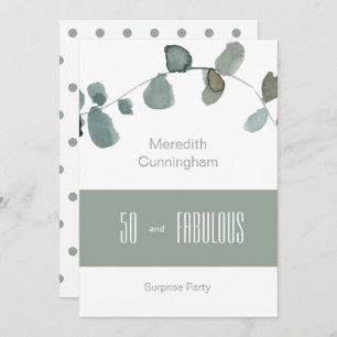 50 & Fabulous Sage Simple Birthday  Invitation
