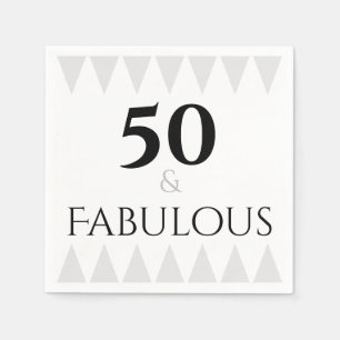 50 & Fabulous Silver Black Typography Customisable Napkin