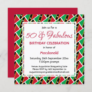50 & Fabulous ST KITTS NEVIS FLAG Custom Birthday Invitation