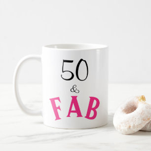 50 & Fabulous Typography 50th Birthday Coffee Mug