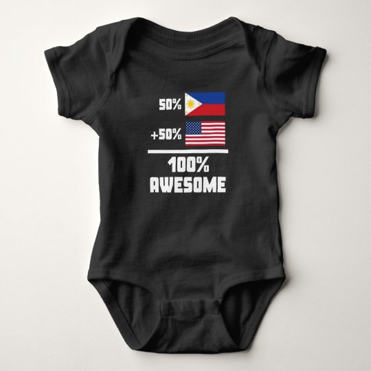 50% Filipino 50% American 100% Awesome Baby Bodysuit