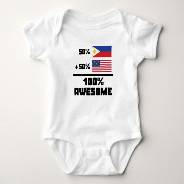 50% Filipino 50% American 100% Awesome Baby Bodysuit (Front)