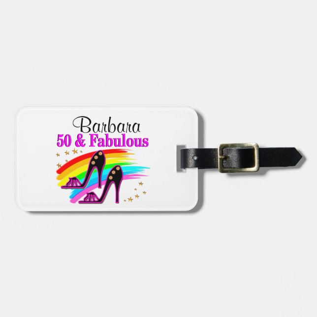 50, FOXY, AND FABULOUS LUGGAGE TAG (Front Horizontal)