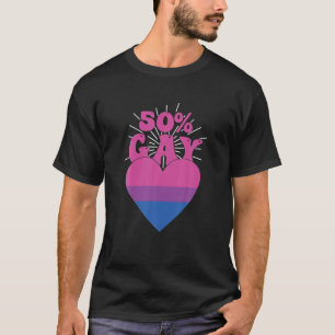 50 Gay Bisexual Pride Flag Heart LGBTQ T-Shirt