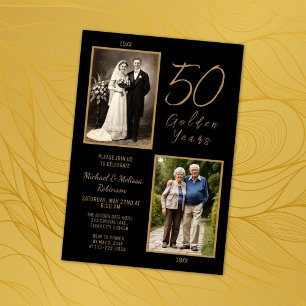 50 Golden Years 50th Wedding Anniversary Gold Invitation