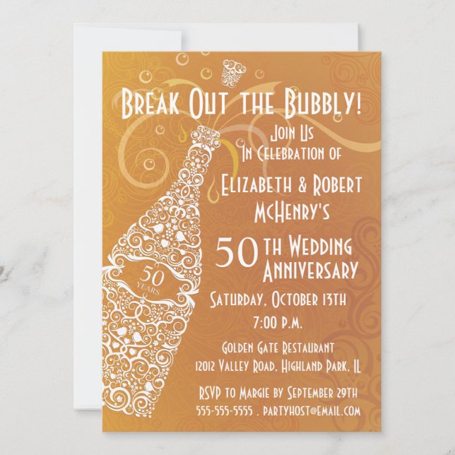 50 Golden Years Champagne Celebration Invitation (Front)