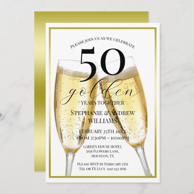50 Golden Year's Wedding Anniversary Invitation (Front/Back)