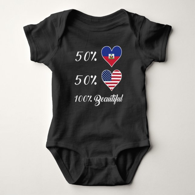 50% Haitian 50% American 100% Beautiful Baby Bodysuit (Front)