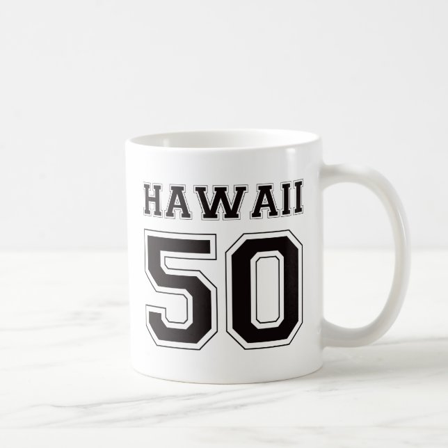 50 Hawaii - Black Coffee Mug (Right)