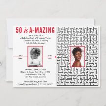 50 is Amazing Fun Modern Maze Design, Custom Photo