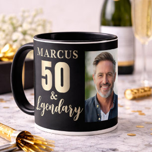 50 & Legendary Gold 50th Birthday Photo Mug
