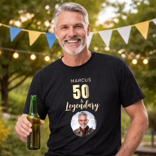 50 & Legendary Gold Photo 50th Birthday  Tri-Blend Shirt