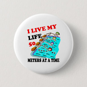 50 metres at a time 6 cm round badge