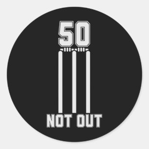 50 Not Out Cricket Jersey 50 Runs Cricket 50th Bir Classic Round Sticker