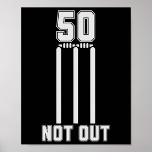 50 Not Out Cricket Jersey 50 Runs Cricket 50th Bir Poster