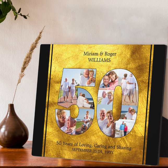 50 Number Photo Collage Golden Wedding Anniversary Plaque (Creator Uploaded)