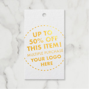 50% OFF Bulk Buy Discount Custom White Gold Gift Tags