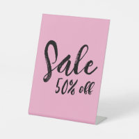 50% off Pink Tabletop Sale Sign, Retail Business