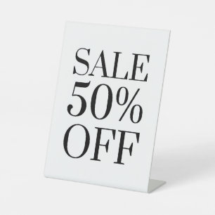 50% Off Sale Sign, Tabletop Counter Signage, Store Pedestal Sign