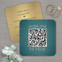 50 Pack QR RSVP Teal and Gold Wedding Enclosure